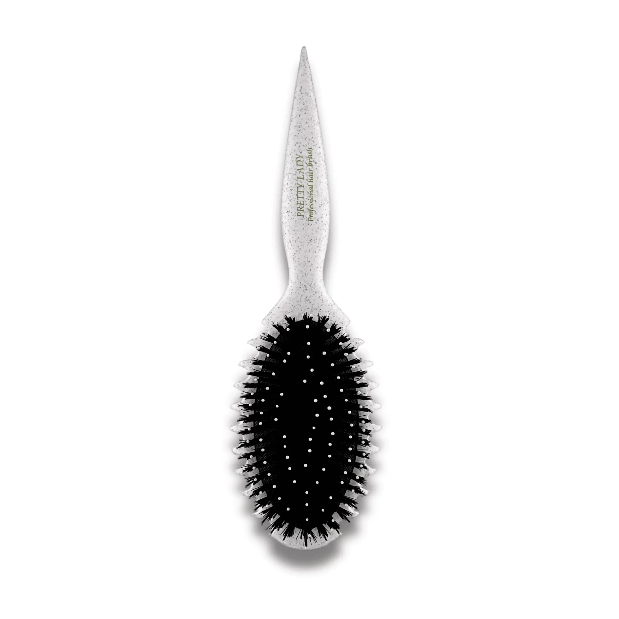 Ergonomic oval hair brush with flexible bristles beige